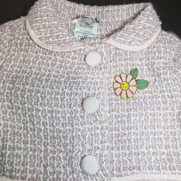 Disney Animators Collection Knit Jacket Button Closure Flower Pin New NWOT 2T - Picture 6 of 16